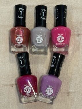 Sally Hansen Miracle Gel Nail Polish Set — Pink, Mauve, Purple, Gray, Rose Gold